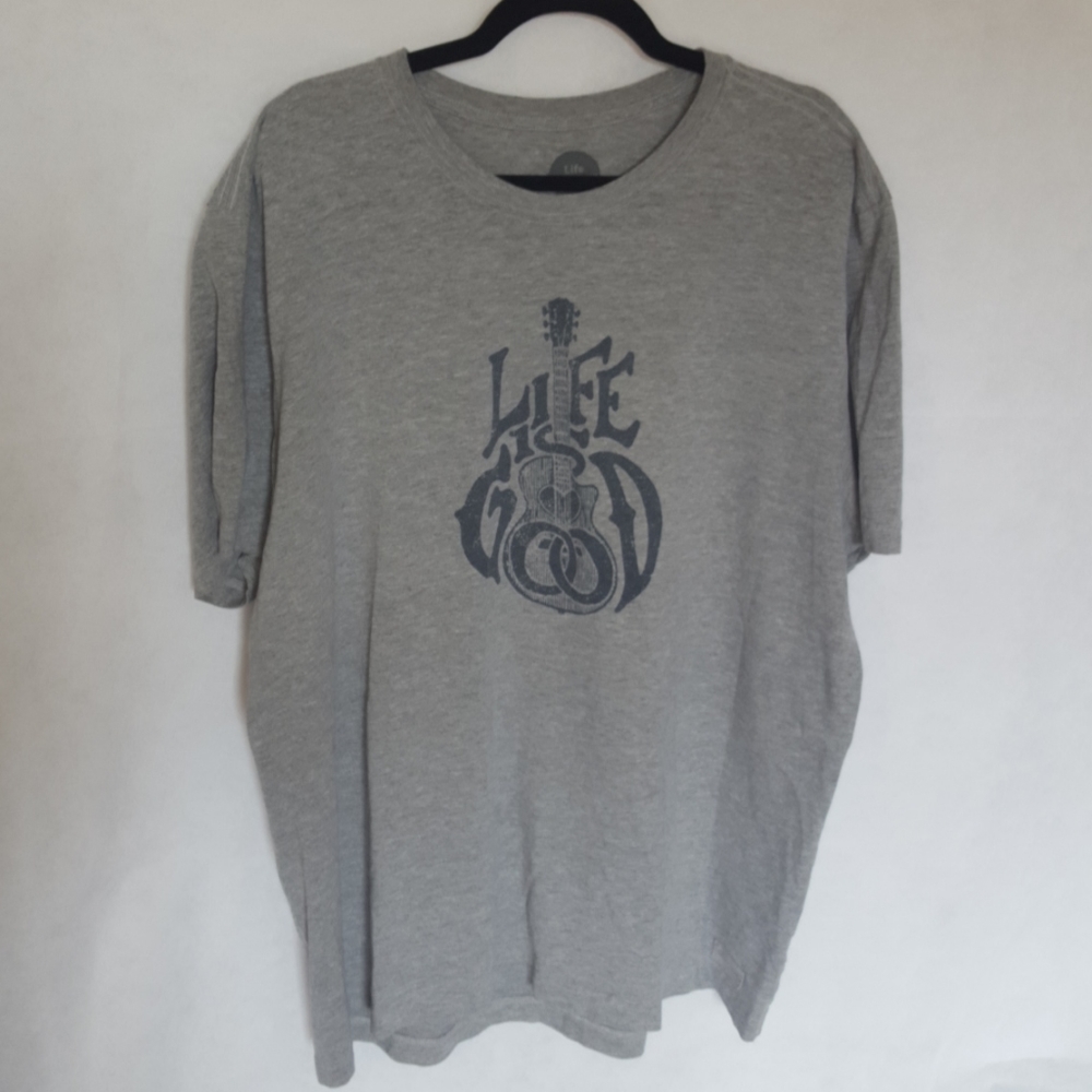 LIFE IS GOOD Classic Tee, Grey, Size XXL